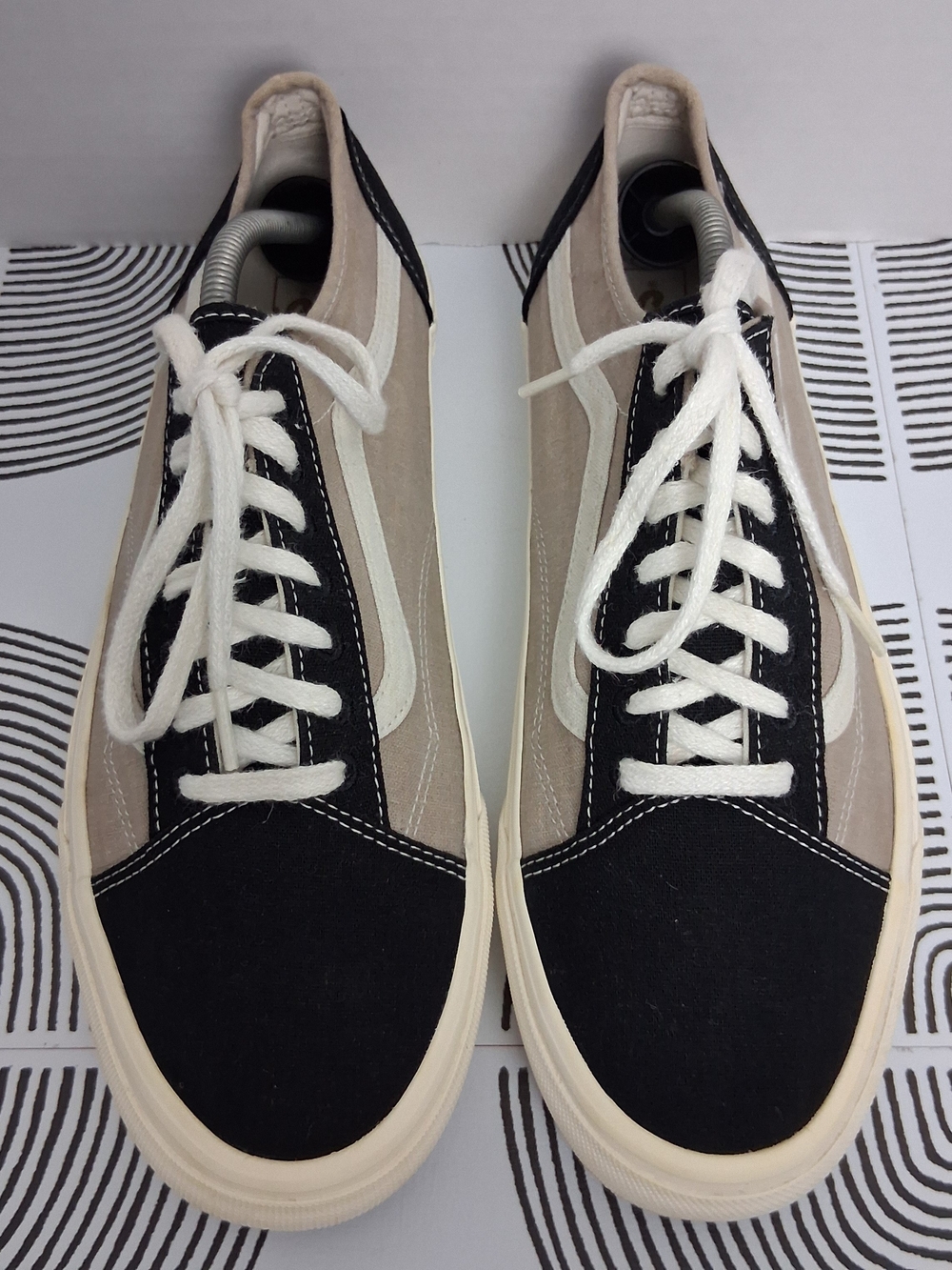 Vans Old Skool Mens 12 Black/Tan Tapered Eco Theory Multi Block SKT8R Sneakers - Picture 2 of 15